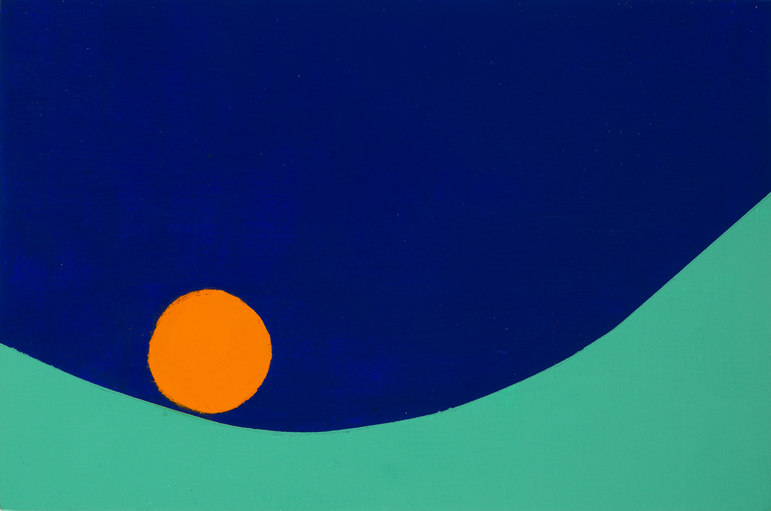 Catenary with Circle, acrylic and flashe on panel, 4 x 6 inches (SOLD)