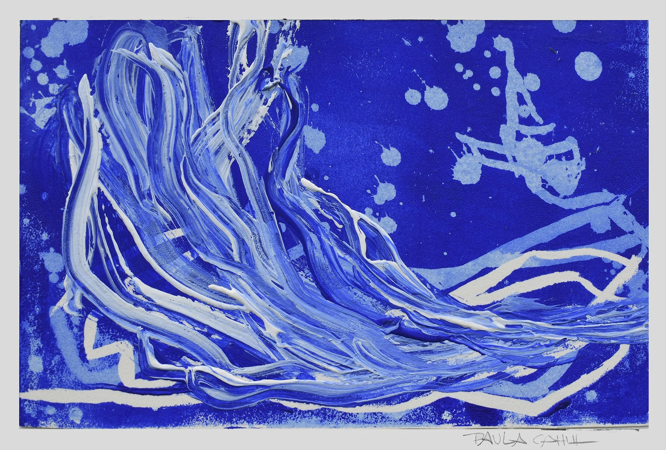 Sail Bike, acrylagouache on paper, 5 x 7 inch image framed to 12 x 15 inches