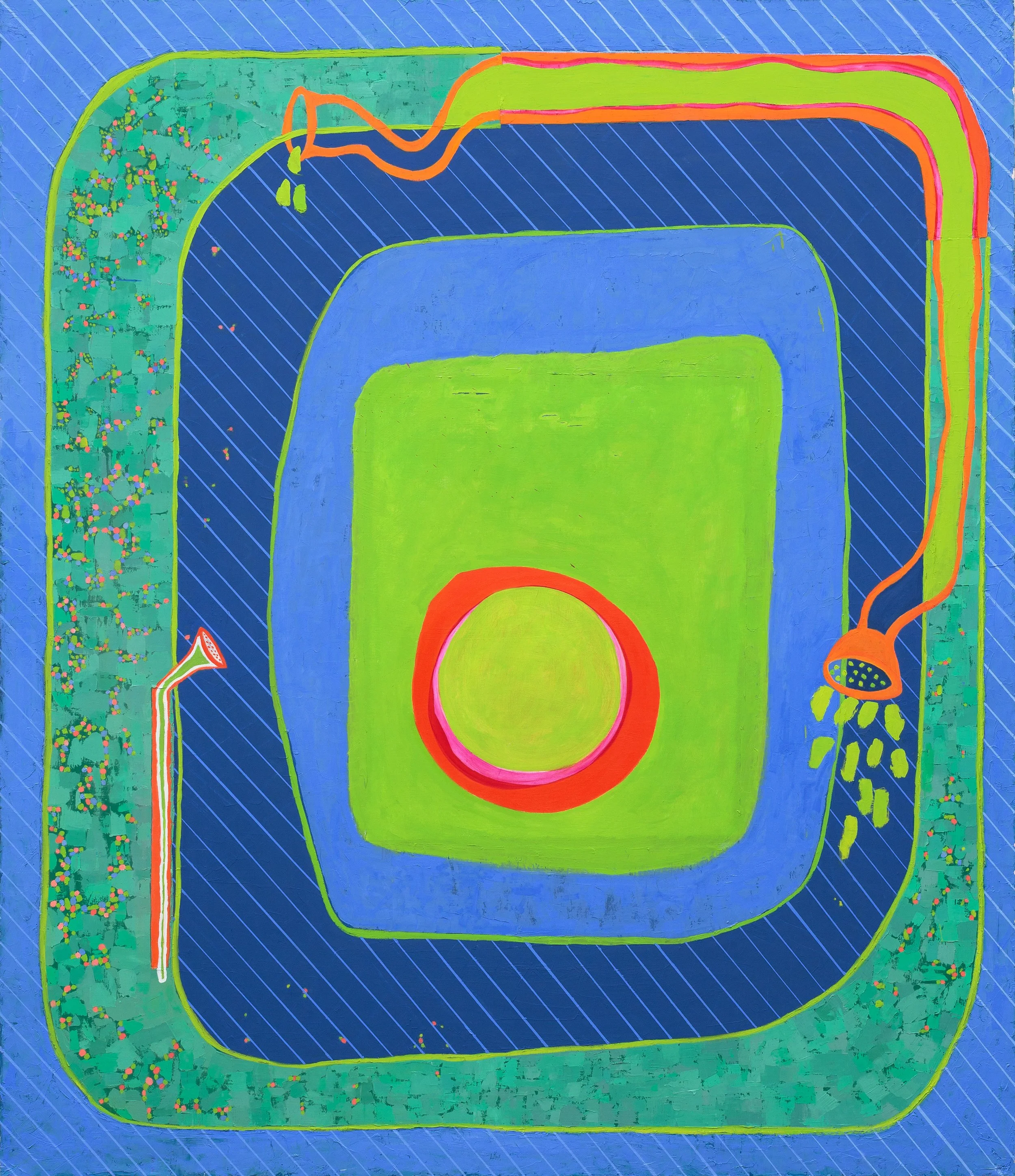 Sprinkler, oil on canvas, 84 x 72 inches