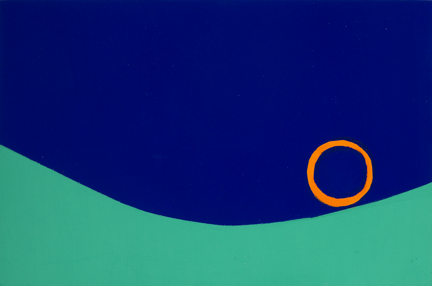 Catenary with Open Circle, acrylic and flashe on panel, 4 x 6 inches (SOLD)