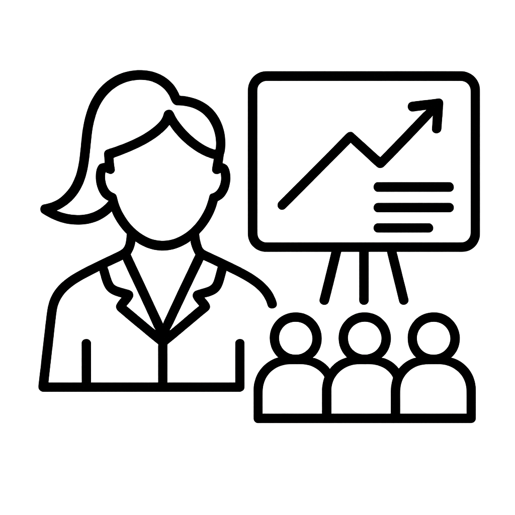 Minimalist black outline icon representing staff supervision and continuous training, created for re-vite’s healthcare services. Transparent PNG ideal for web use and care agency SEO optimisation