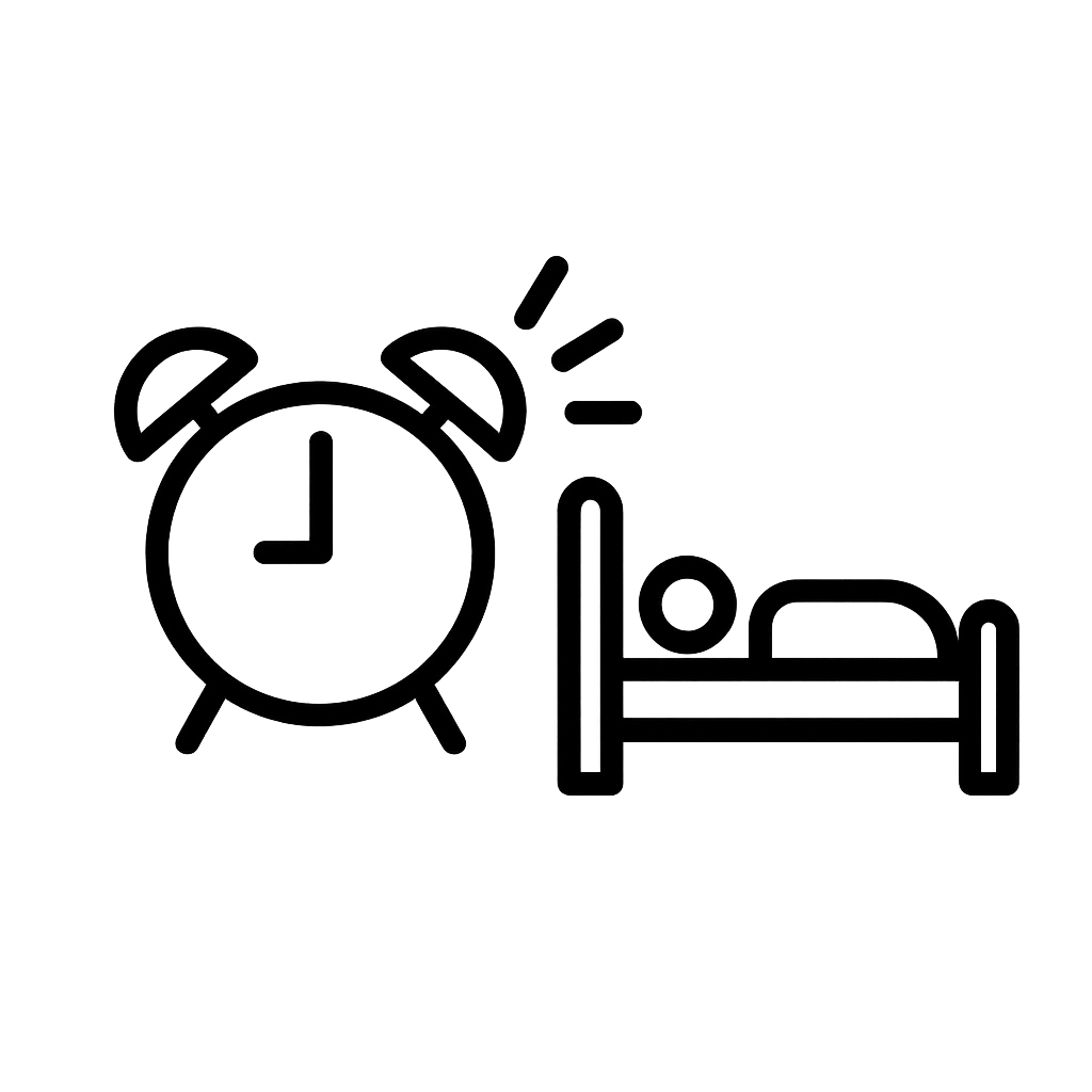 outline of clock and bed to show re-vite support for morning and bedtime routines
