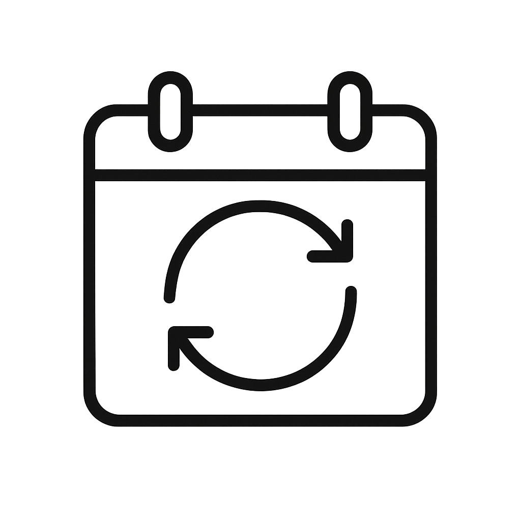 a minimalist black outline of a calends with rotating hours to show re-vite healthcare's support workers shift flexibility