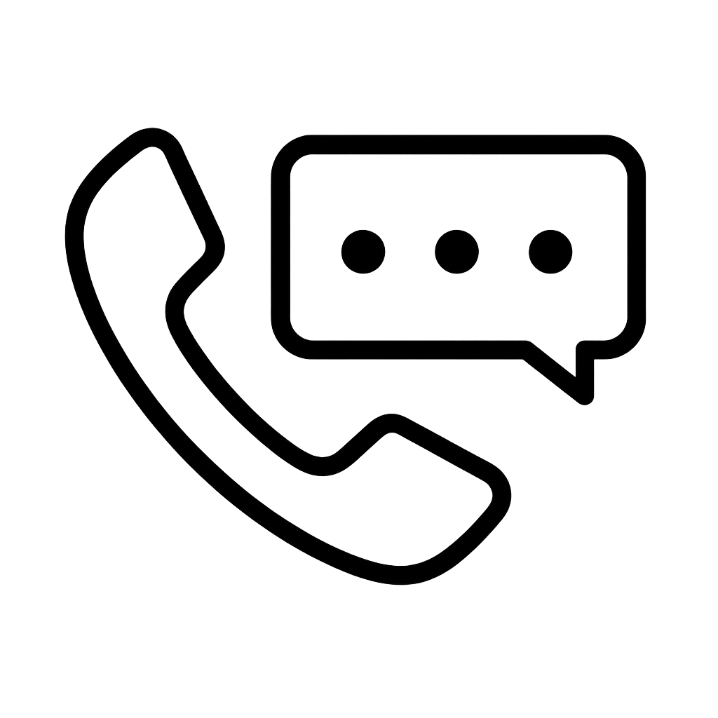 A telephone and speech bubble icon representing the benefit of having no middle men so customers can deal directly with re-vite