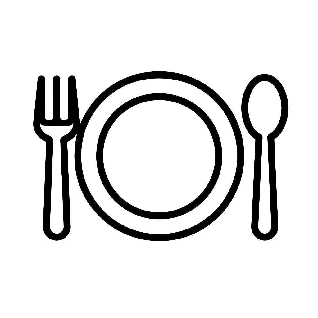 Plate and cutlery line icon – home meal preparation support from Re-vite carers