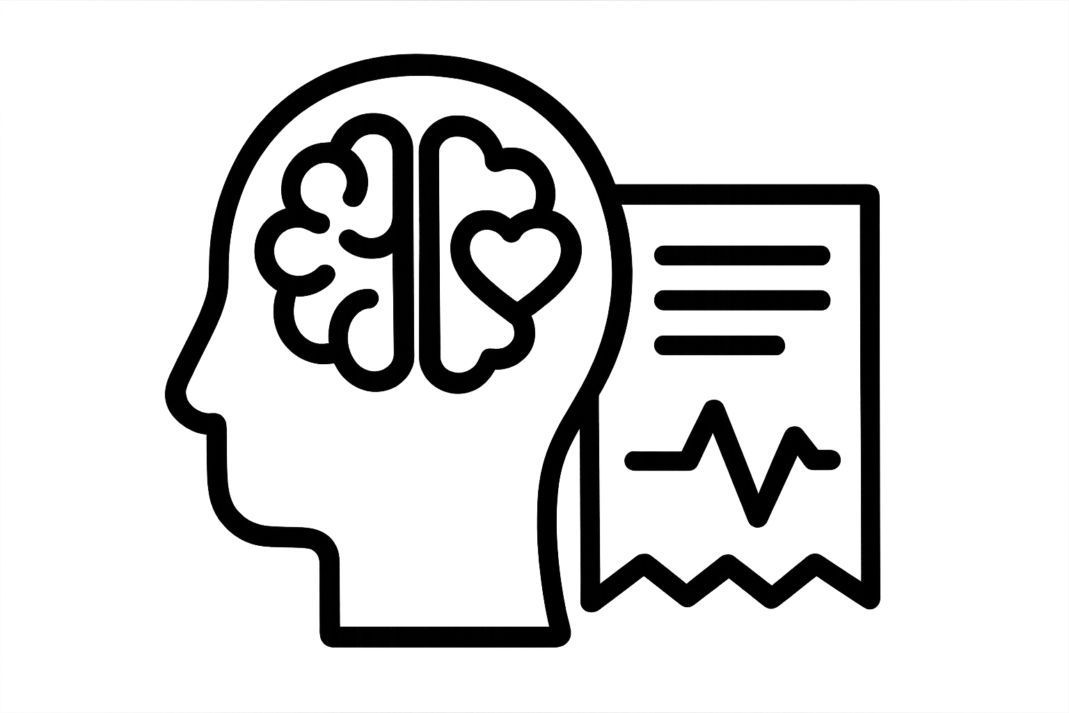 An outline of a head, brain and chart that represent re-vite healthcare's 1-1 service that helps support people with behavioural challenges