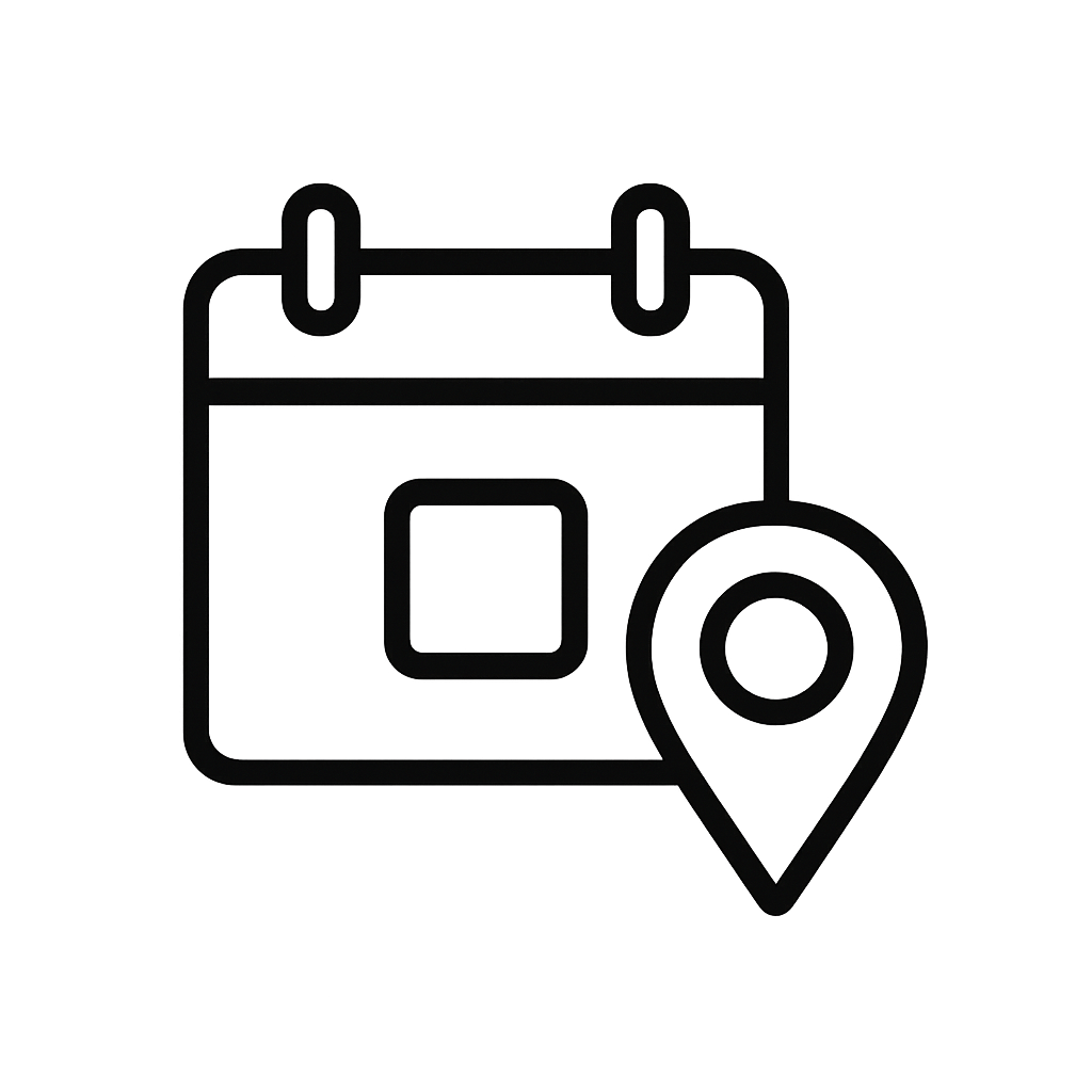 Calendar with location pin icon – Re-vite carers escorting to medical or personal appointments