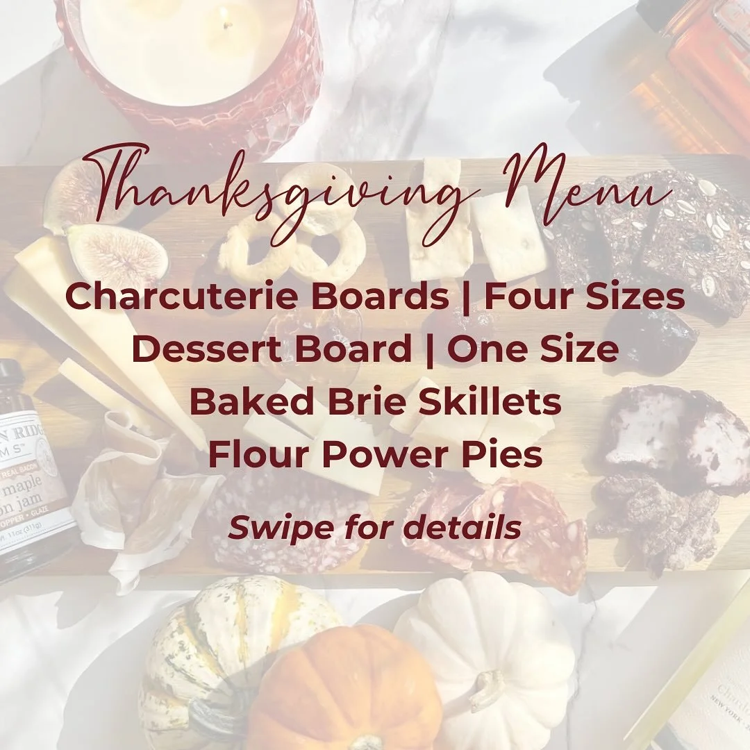 ‼️THANKSGIVING PRE ORDERS ARE OPEN ‼️
This is our BIGGEST holiday of the year and pre orders will fill up, don’t wait to place your order! 
Pick up & delivery are available on both Thanksgiving Day & the Wednesday before. Boards stay