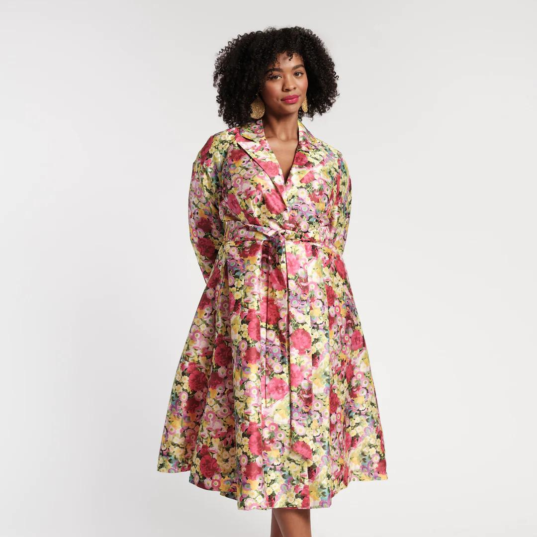 Lucille Wrap Dress Chamomile Cluster Multi Front.png