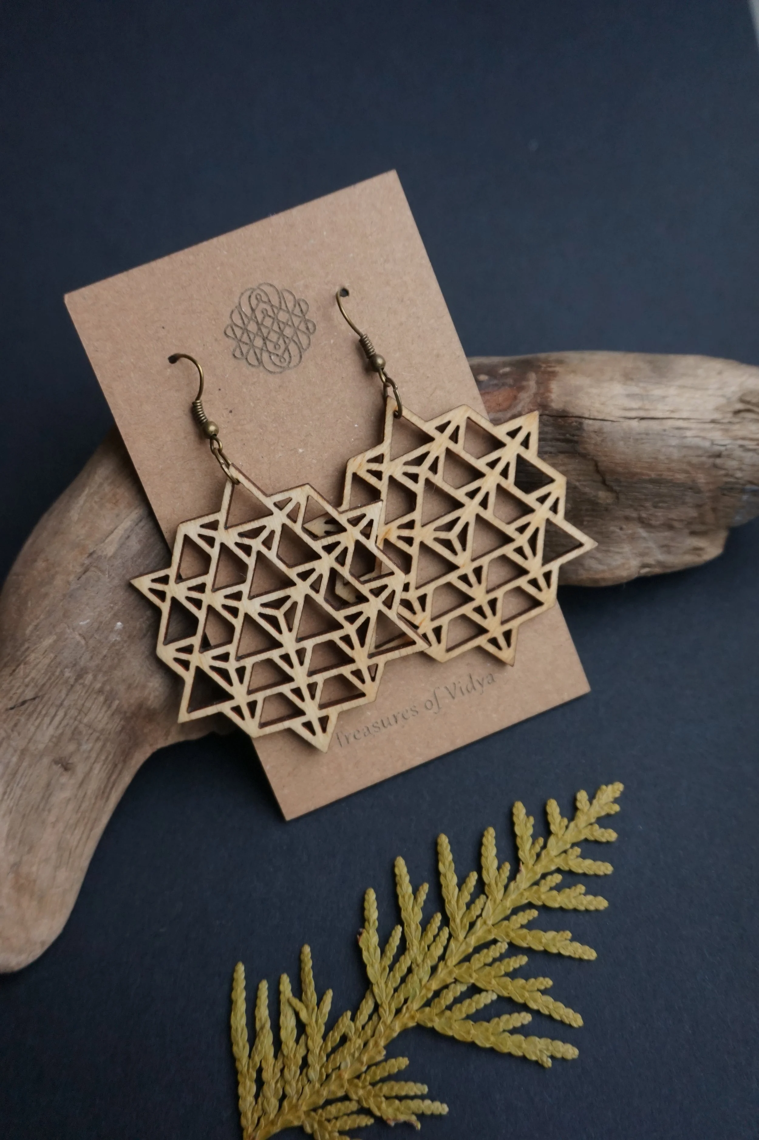 Merkaba Wood earrings