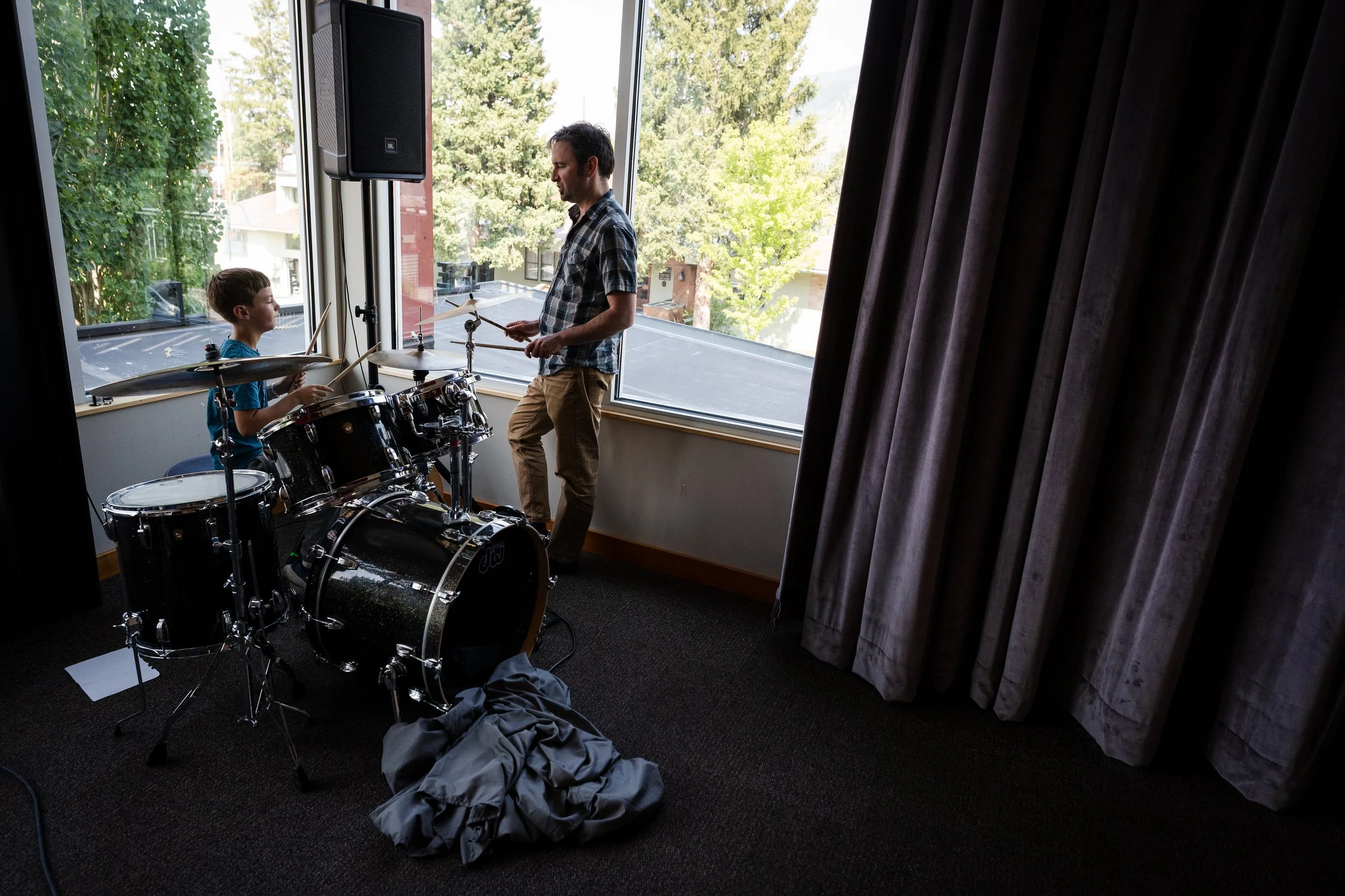 "Cache Funk" drummer Tom Goicoechea works his day job as a music therapist, helping kids express themselves through music. Shot for KHOL Community Radio.