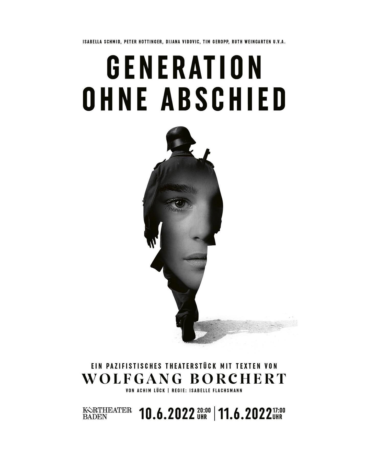 &bdquo;Generation ohne Abschied&ldquo;

Das erste Mal steht Isabella Schmid mit ehem. Und immer noch Sch&uuml;ler der Bellacademia gemeinsam auf der B&uuml;hne . 

Im Kriegs-Drama &bdquo;Generation ohne Abschied&ldquo; spielen Tim und Ruth gemeinsam 