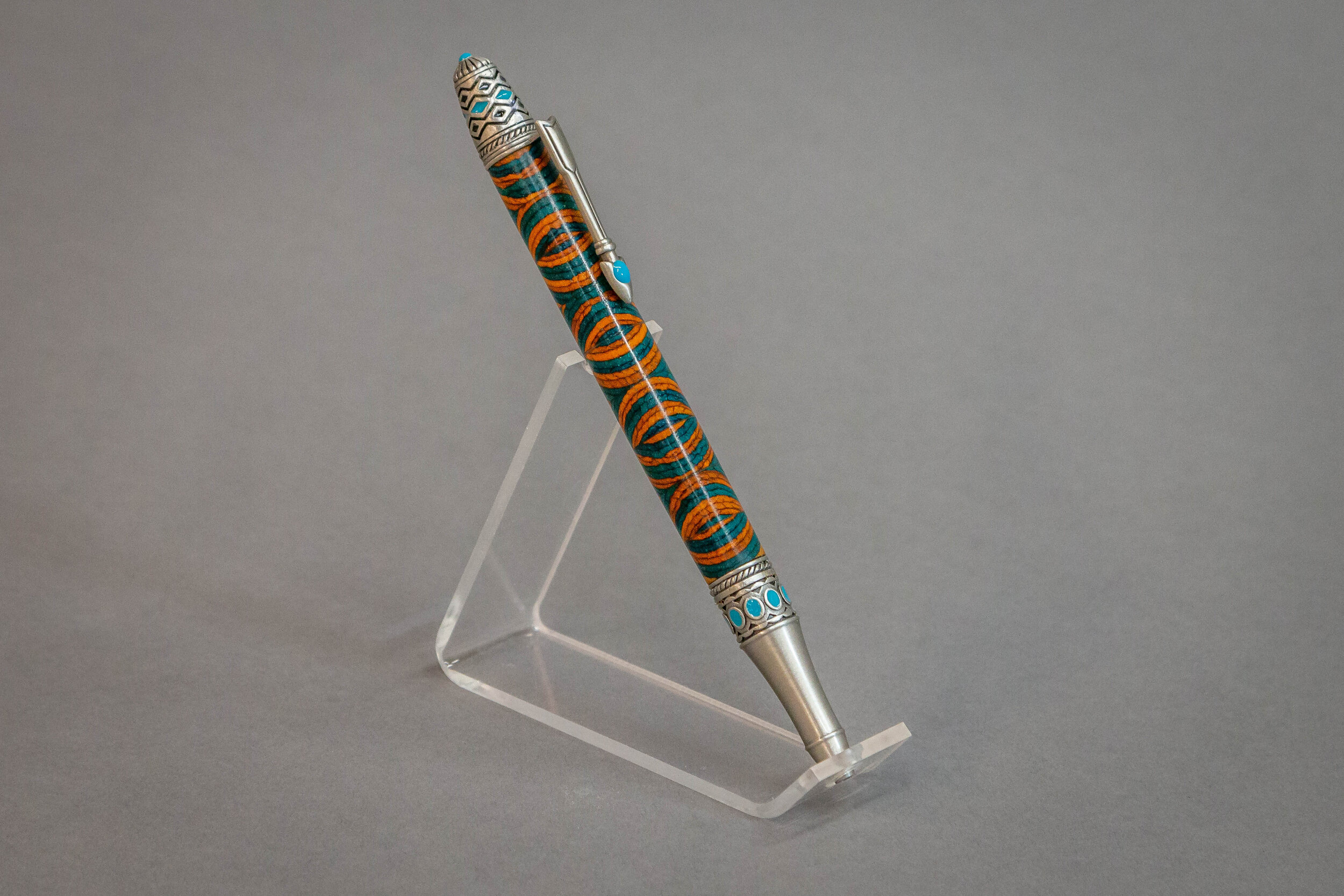 Handmade Turned Southwest Style Twist Pen Ballpoint in Red Jasper and Copper