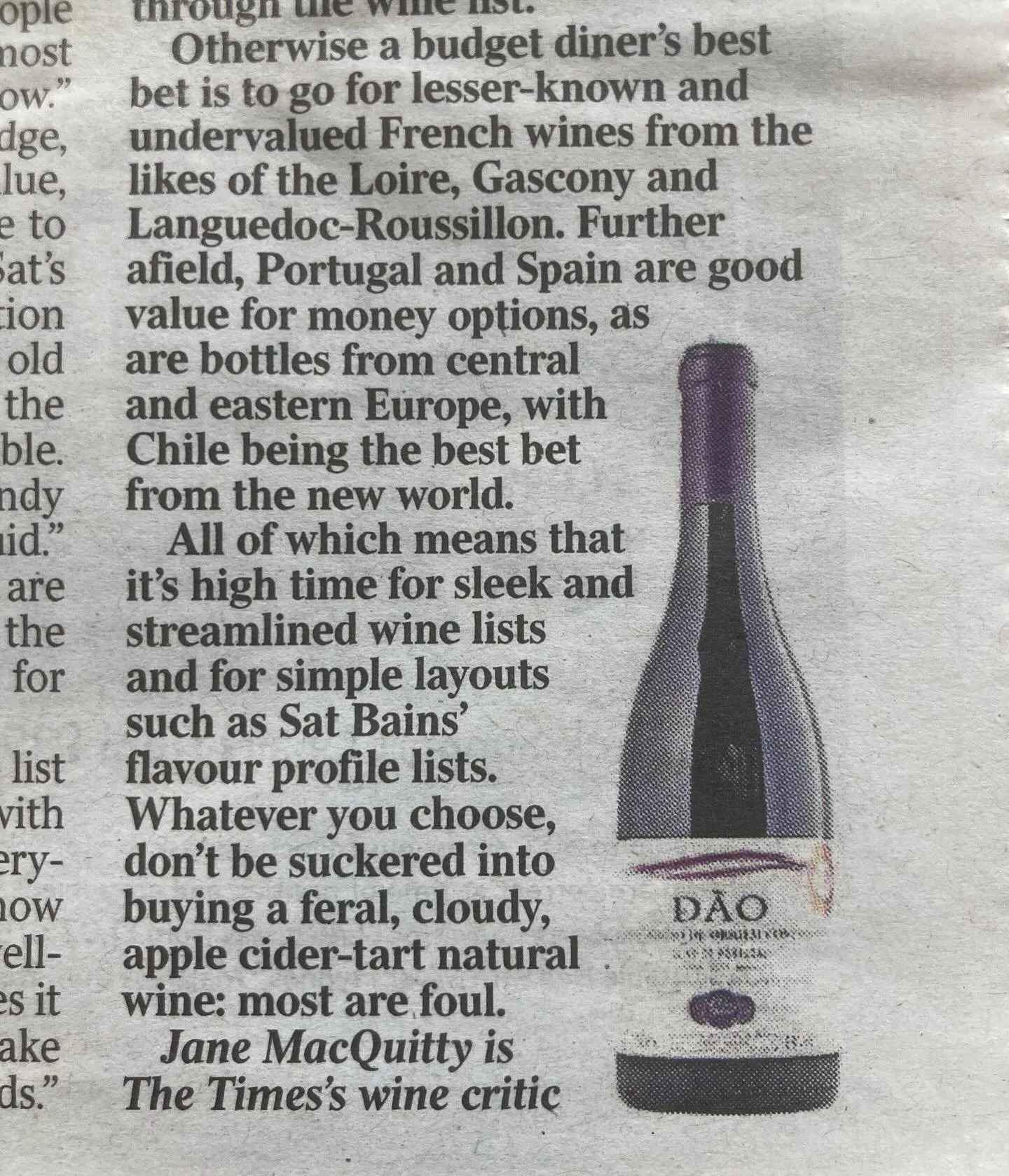 Wine wisdom from #janemacquitty and a rule to which we adhere. Lesser parts of France, Spain and Portugal do showcase amazing value and more importantly delicious wines. That said we do have an aweosme French orange wine which needs to be tried. @jer