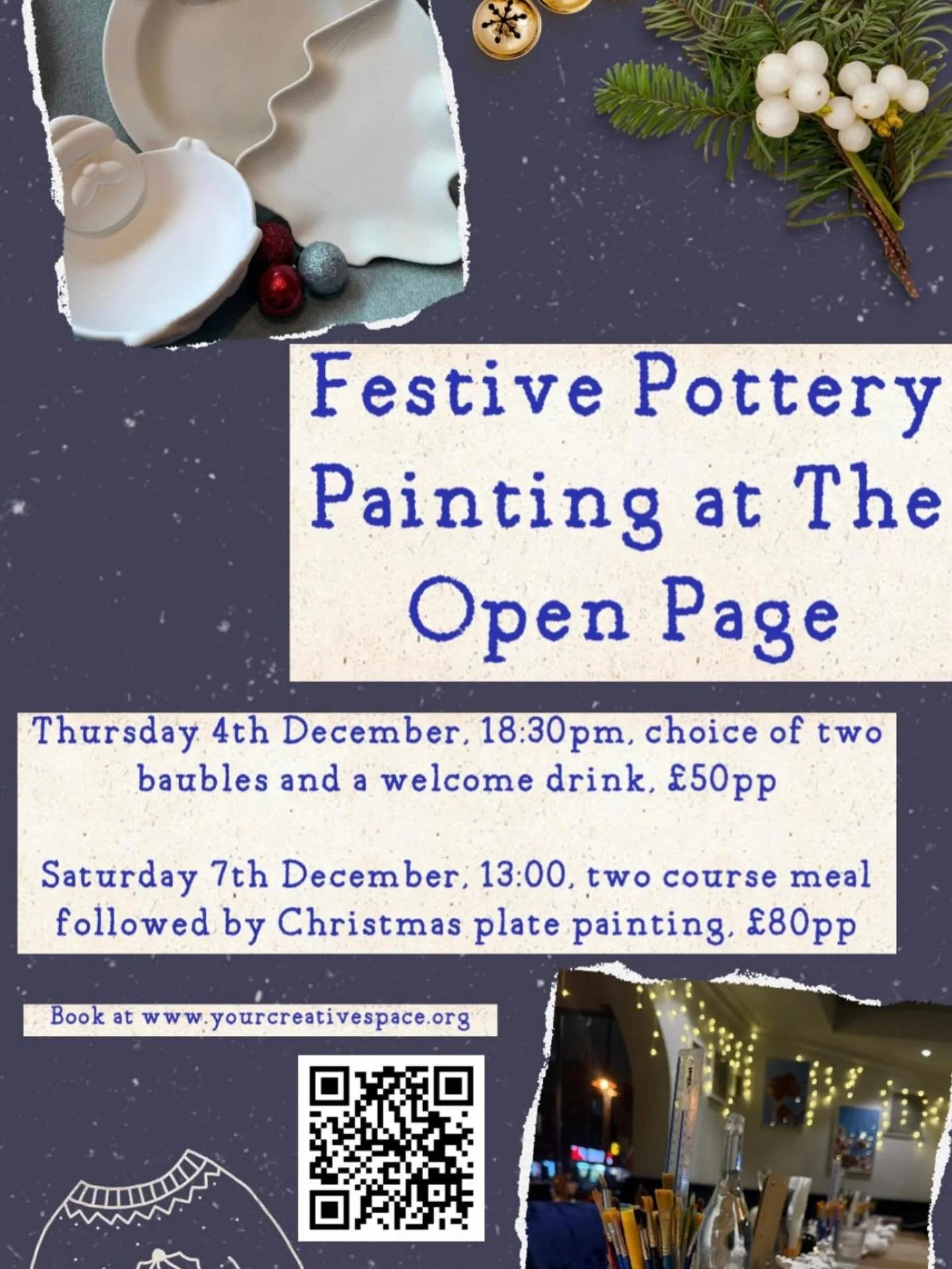 We&rsquo;ve teamed up with the wonderful folk from @yourcreativespacesw18 to bring you two amazing workshops on Thursday 4th and Saturday 7th December. Get your chums together and creative juices flowing and eat drink and be merry! Hop onto @yourcrea