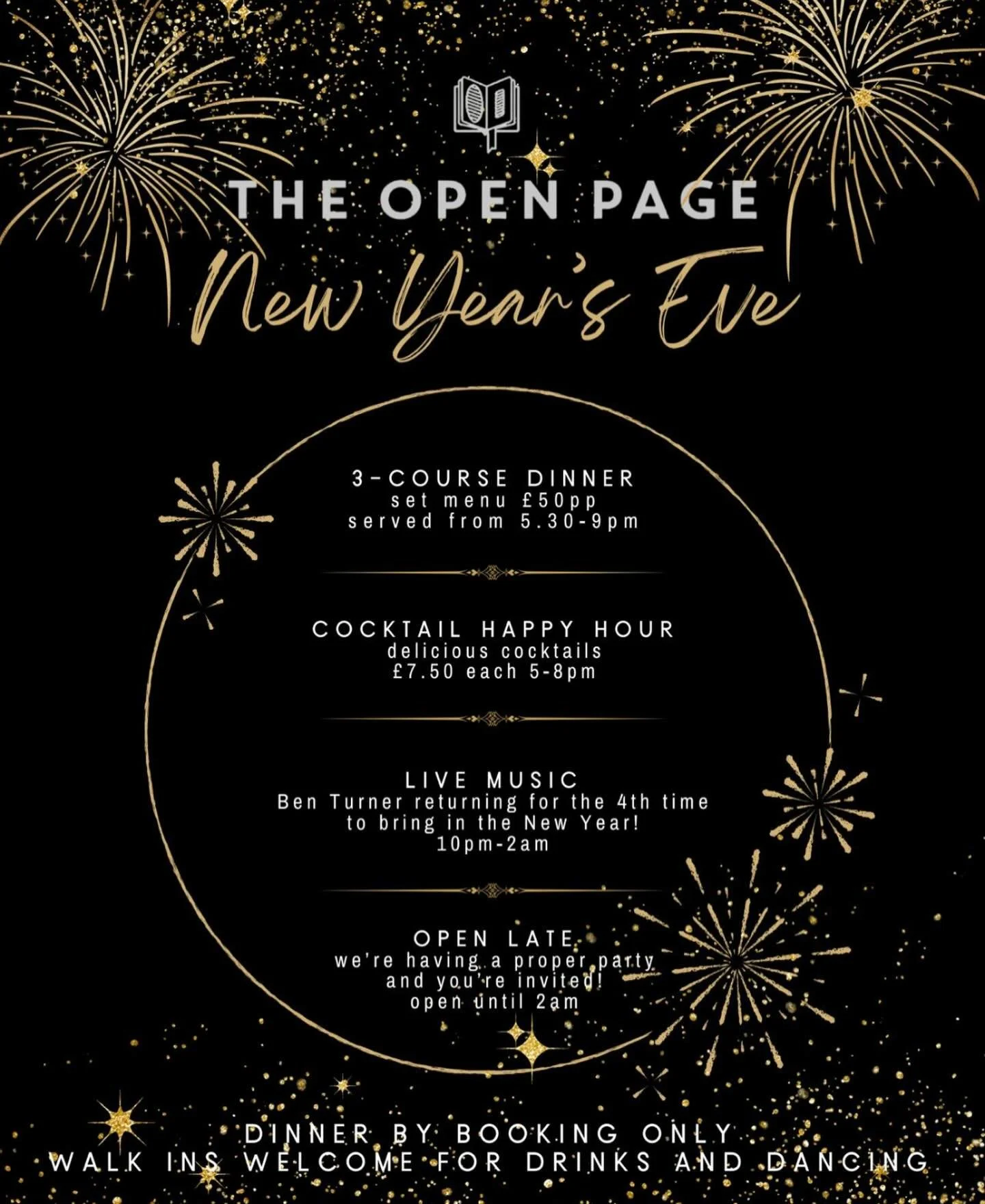 Join us to see 2026 in! Feasting, merriment and dancing the order of the day with live music from the excellent @ben_turner_music 5pm until late! #nye2025 #2026 #nye