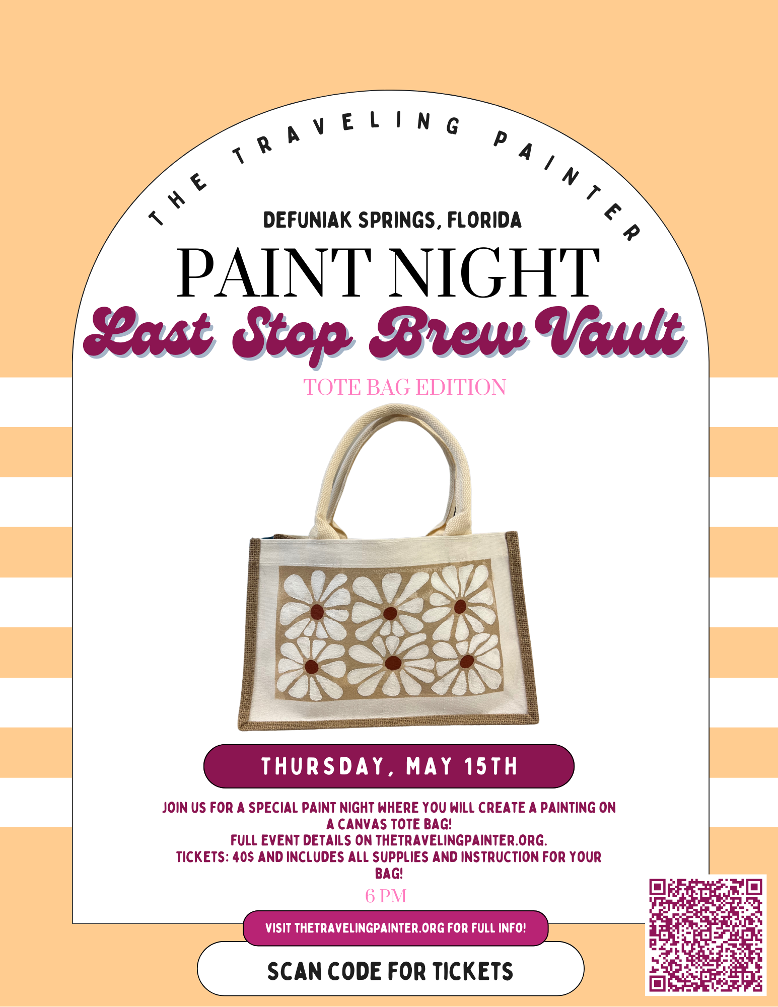 Tote Bag Paint Night at Last Stop Brew Vault (Defuniak Springs, FL) 6 PM