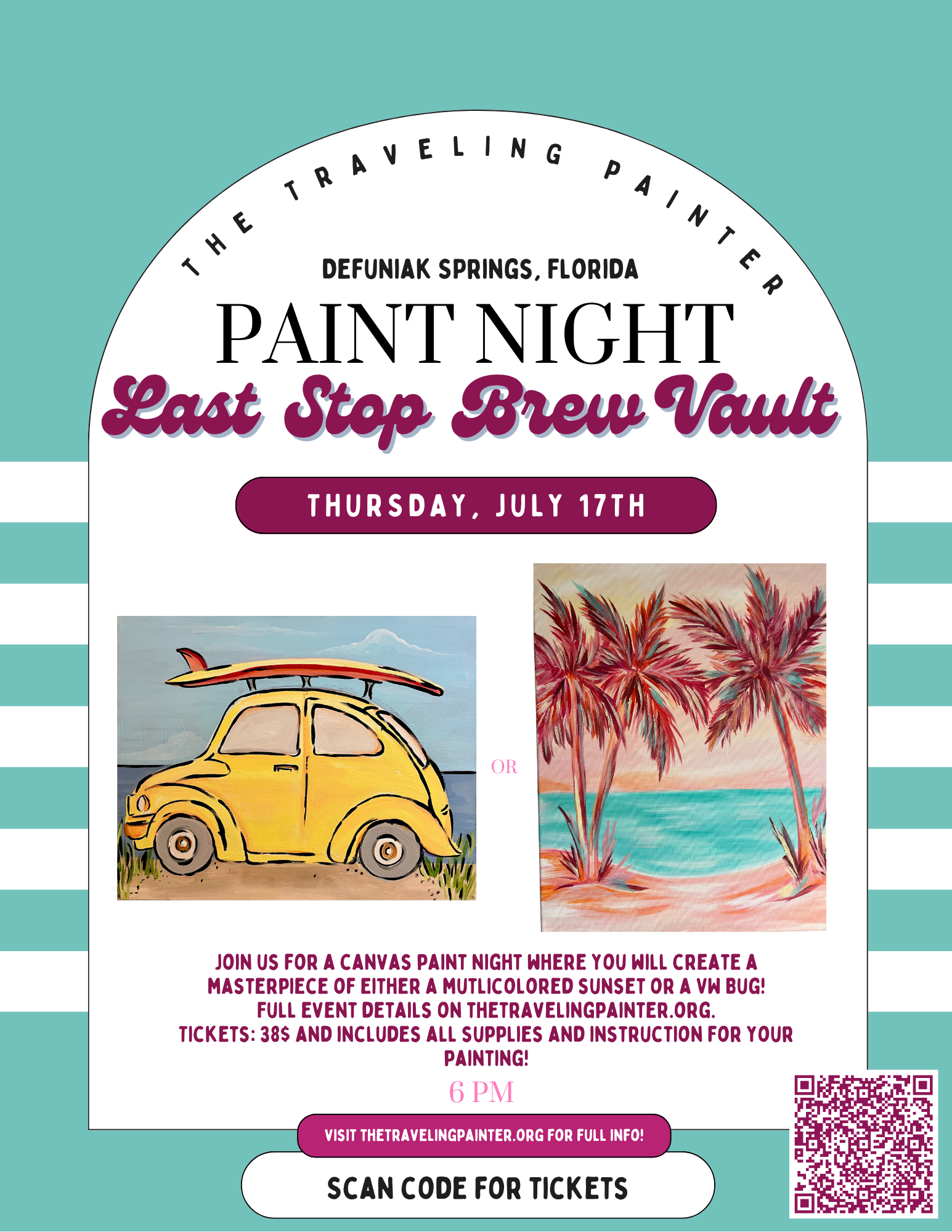 Paint Night at Last Stop Brew Vault (Defuniak Springs, FL) 6 PM