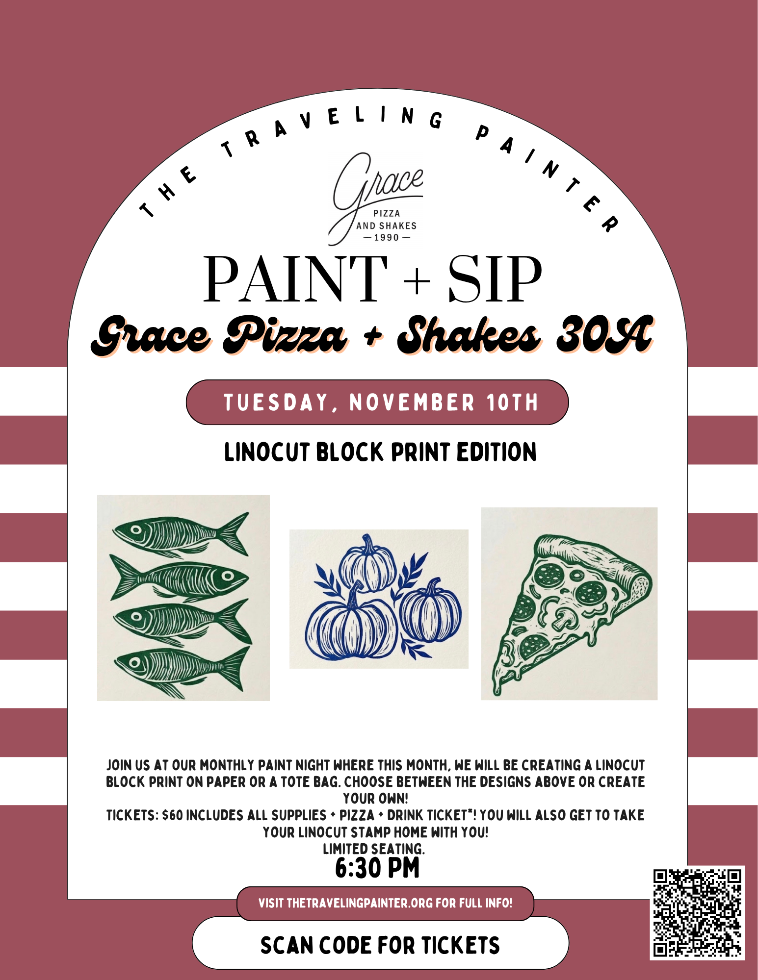 Paint + Sip Night at Grace Pizza &amp; Shakes (Santa Rosa Beach) 6:30 PM