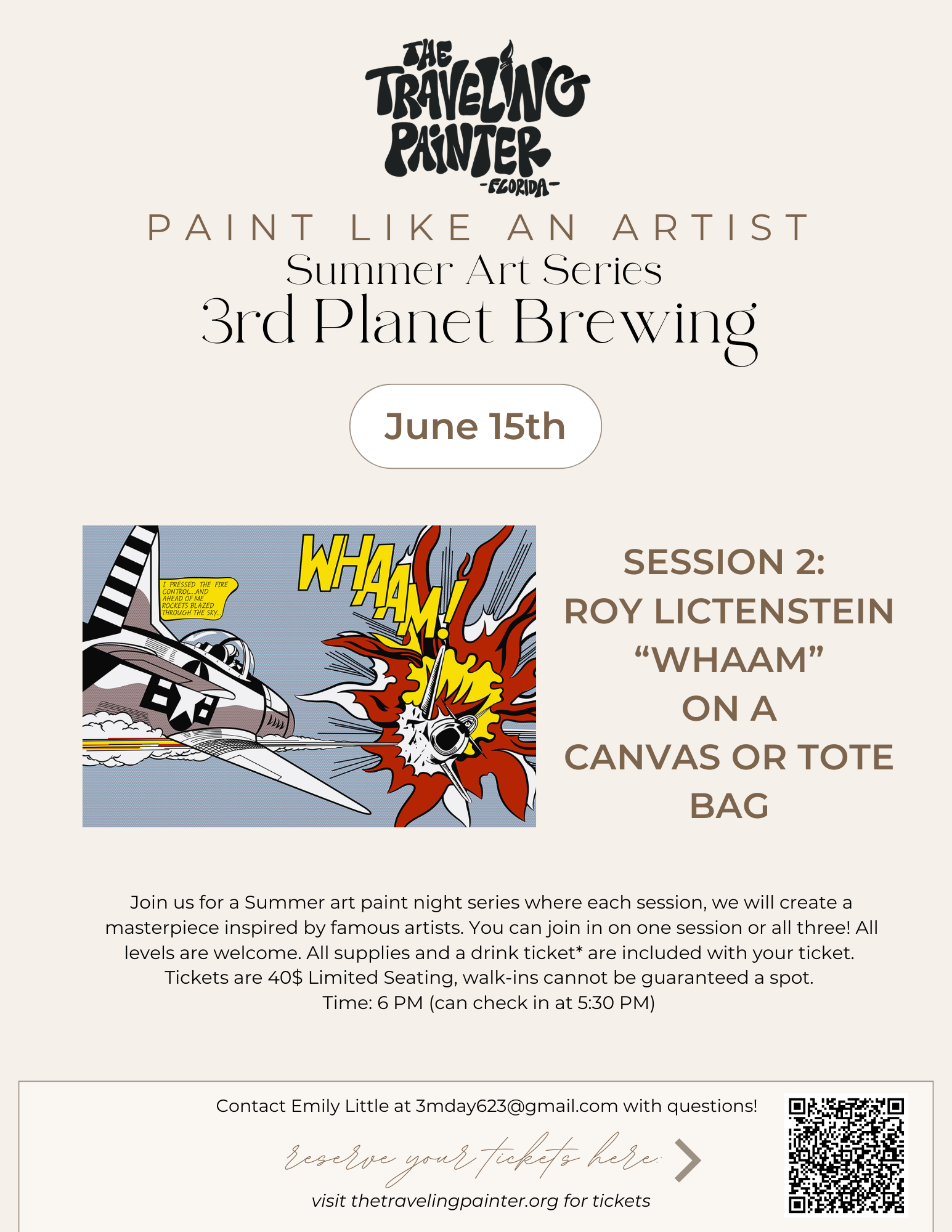 Paint Like an Artist Summer Art Series at 3rd Planet Brewing (Niceville, FL) 6 PM