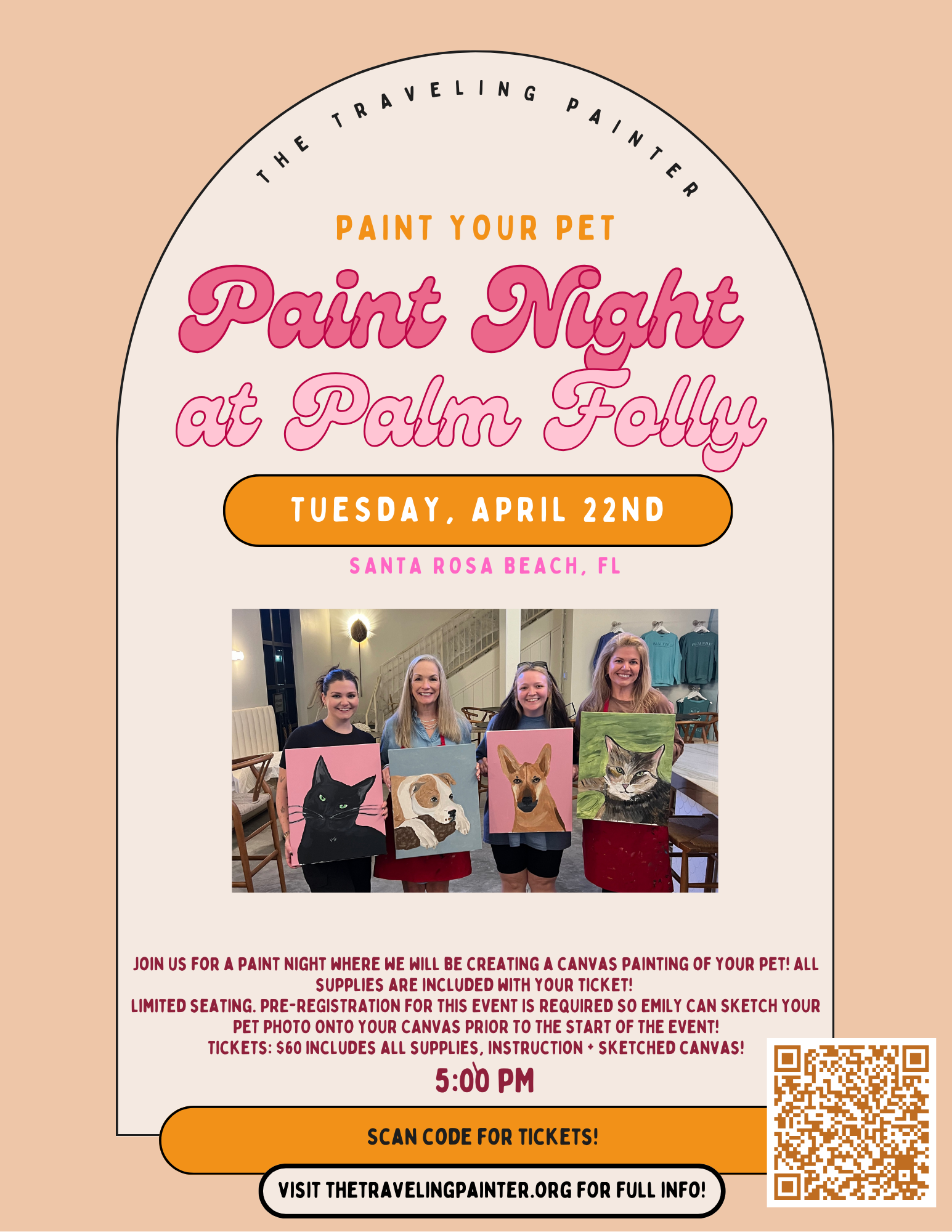 Paint Your Pet Night at Palm Folly (Santa Rosa Beach, FL) 5 PM