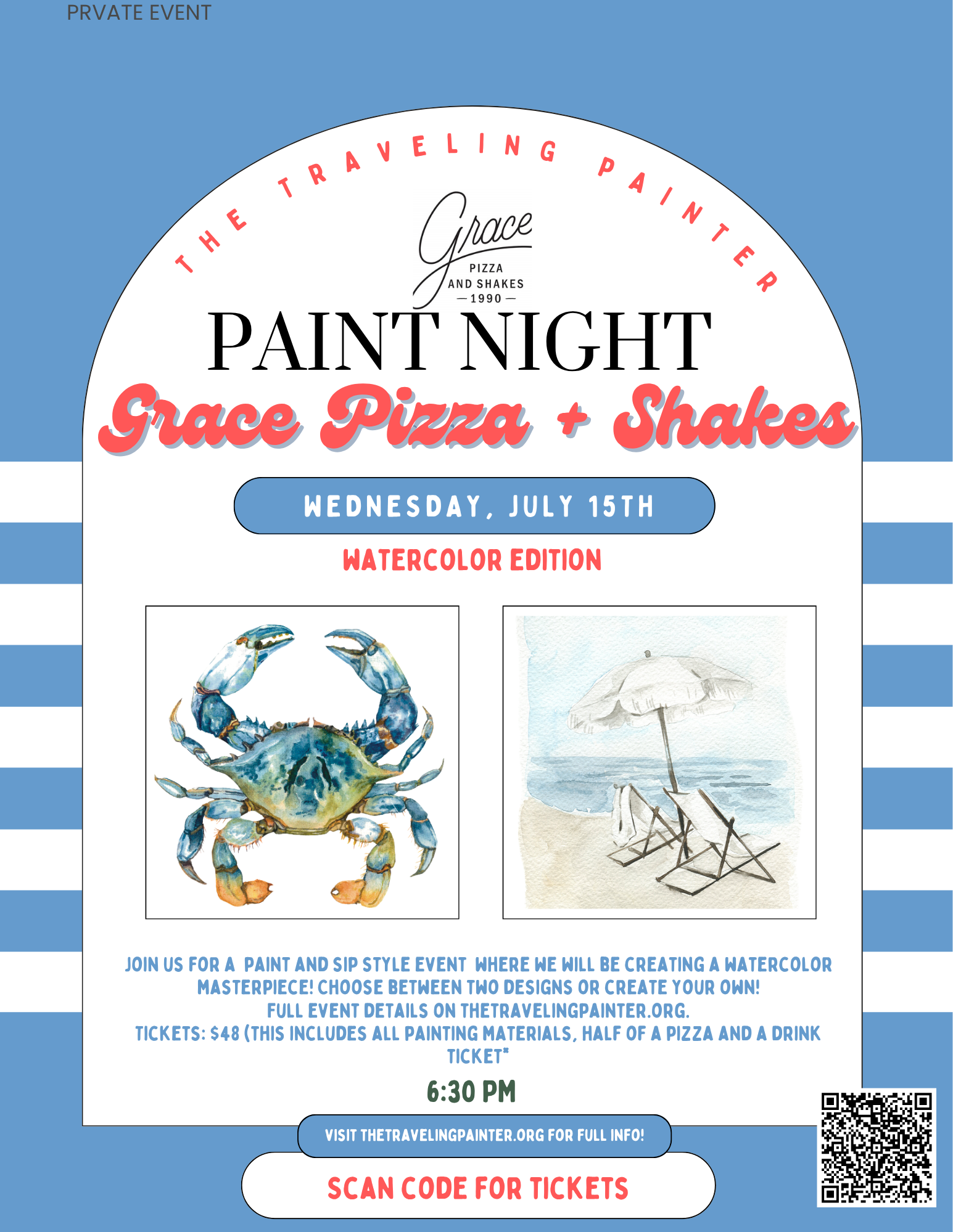 Summer Tote Bag Paint Night at Grace Pizza and Shakes 30A (Santa Rosa Beach, FL) 6:30 PM