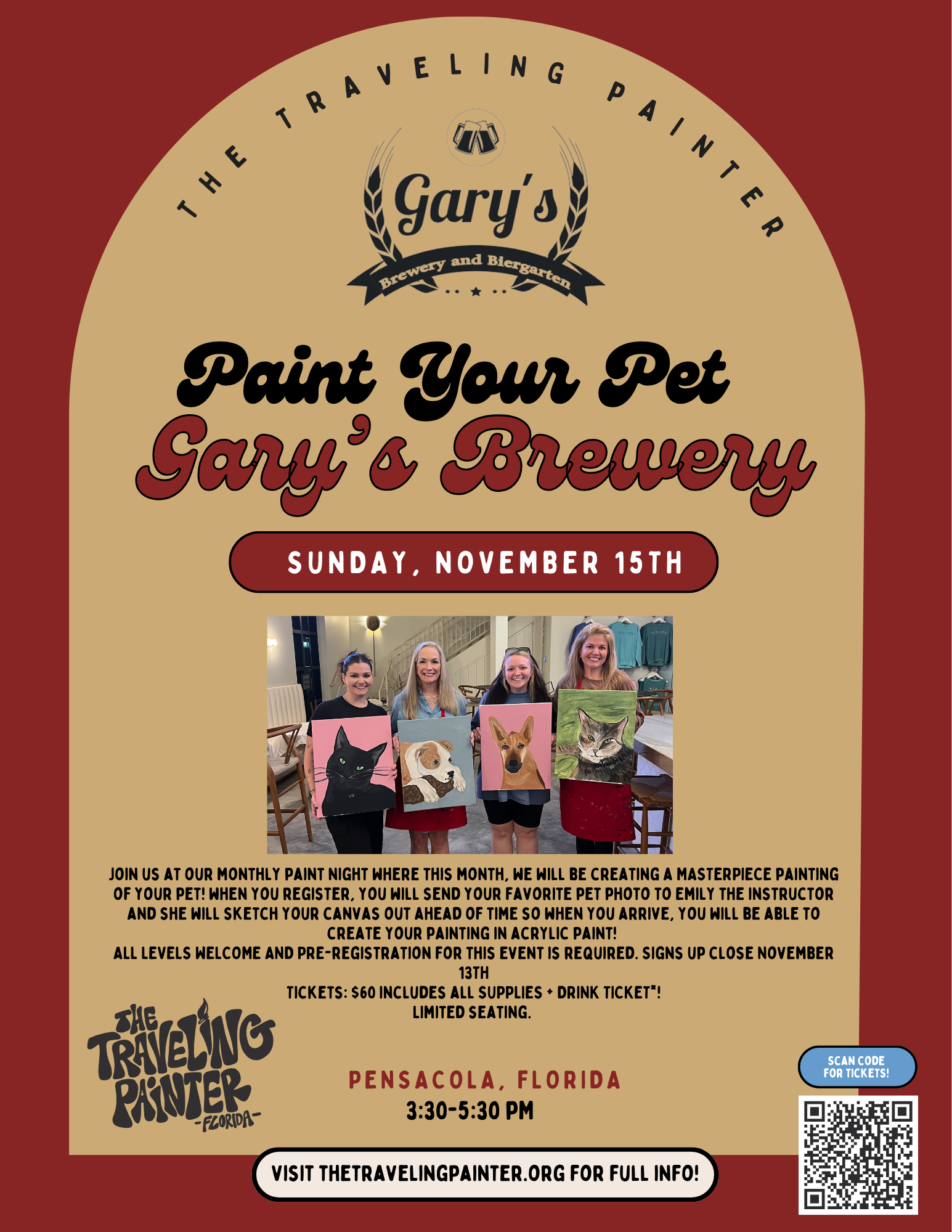 Paint Your Pet + Sip at Gary’s Brewery (Pensacola, FL) 3:30 PM