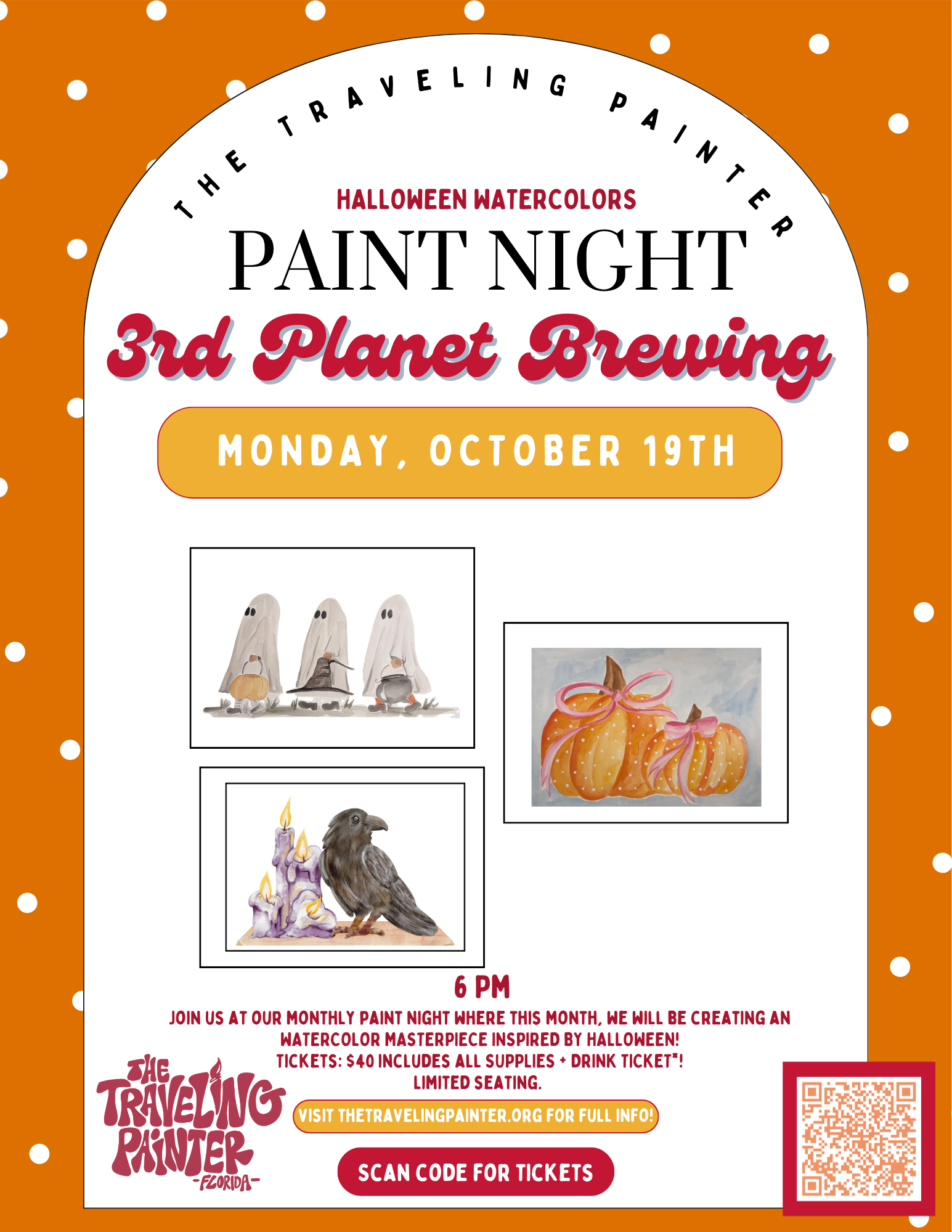 Halloween Watercolor Paint Night at 3rd Planet Brewing (Niceville, FL) 6 PM