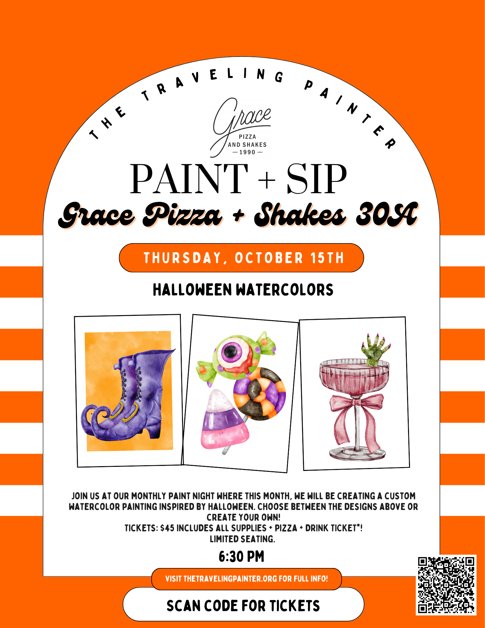 Halloween Paint + Sip Event at Grace Pizza and Shakes 30A (Santa Rosa Beach, FL)