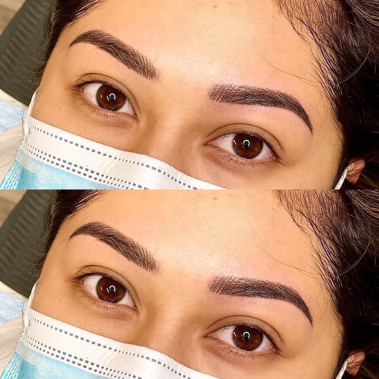 Yearly retouch up. More fuller and color. 14 month old Microblading. She still have hair strokes and shades naturally #microblading #microshading #powderbrows