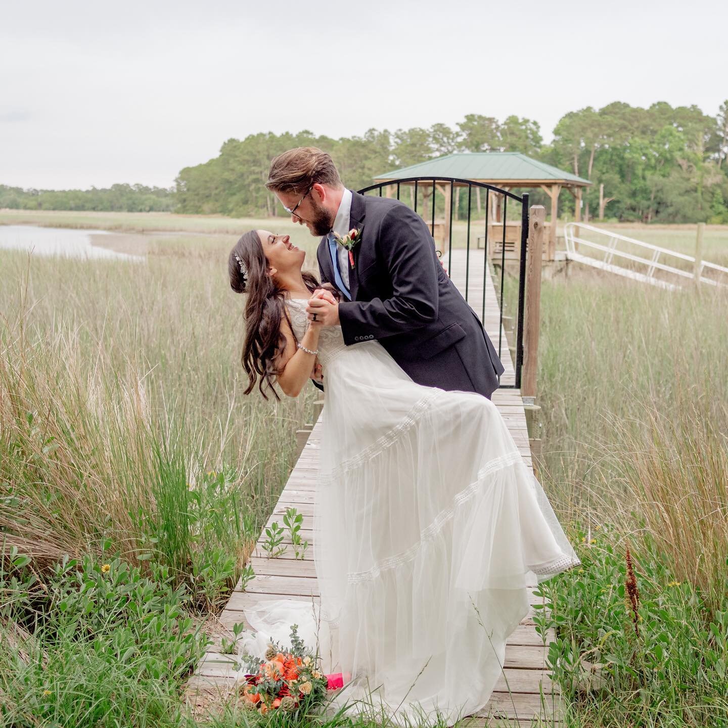 One week married and forever to go! Congratulations! All of your sweet and romantic traditions you shared were beautiful! 
.
.
@custom_vows_by_casey 
 @bwedcharleston 
@creechs.florist 
@livewilderstudio 
@awhitehousewedding 

#JustElopeCharleston #E