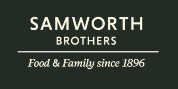 Samworth Brothers logo with text 'Food & Family since 1896' on a dark green background.