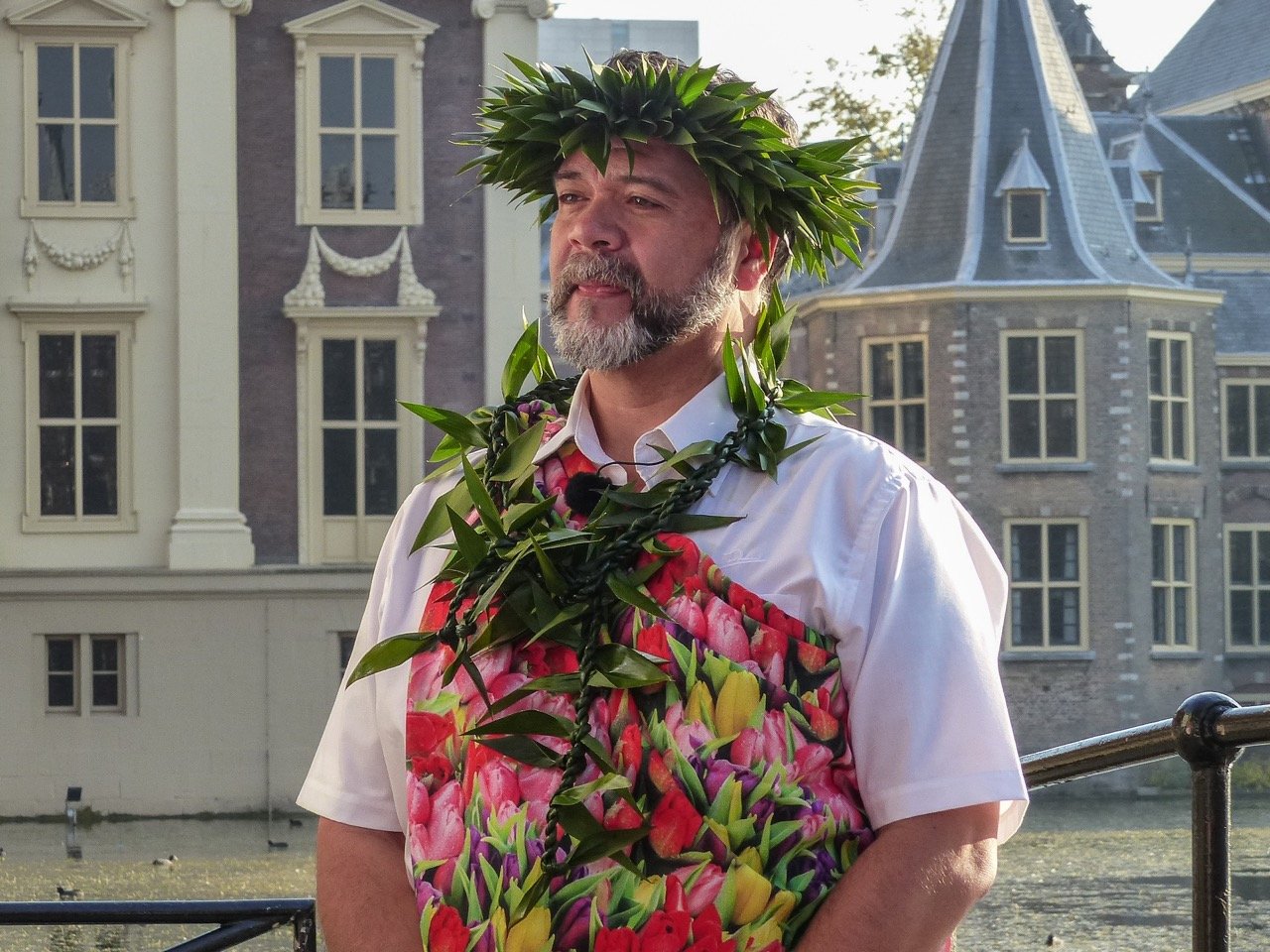  Production still from ‘Going Native’ (2017/2022) by Yuki Kihara. Featuring dancer Harry Kawika Kūmakaekalā Lodder from ‘Hālau hula ke ala o nā hōku’ (Hawaiian dance school) based in Amsterdam, The Netherlands. Photo by Wonu Veys. Commissioned by the