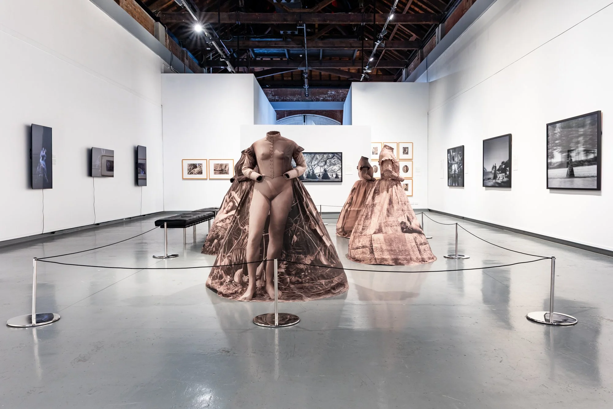  Exhibition installation of 'Dresstories' (2026) by Yuki Kihara presented at the New Zealand Portrait Gallery, 2026. Photo by&nbsp;Catherine Adam. Courtesy of Yuki Kihara,&nbsp;New Zealand Portrait Gallery and Milford Galleries, Aotearoa New Zealand.