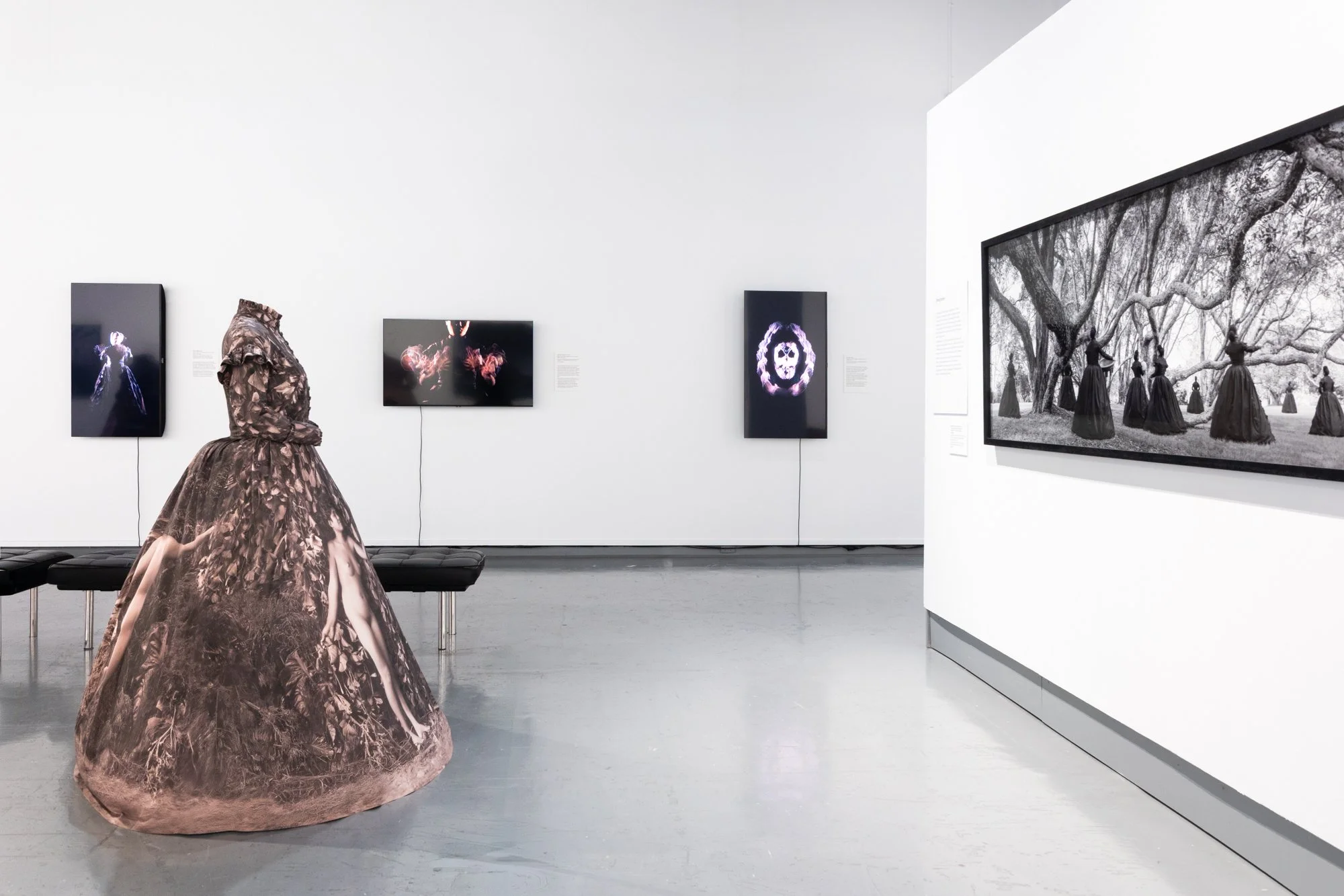  Exhibition installation of 'Dresstories' (2026) by Yuki Kihara presented at the New Zealand Portrait Gallery, 2026. Photo by&nbsp;Catherine Adam. Courtesy of Yuki Kihara,&nbsp;New Zealand Portrait Gallery and Milford Galleries, Aotearoa New Zealand.