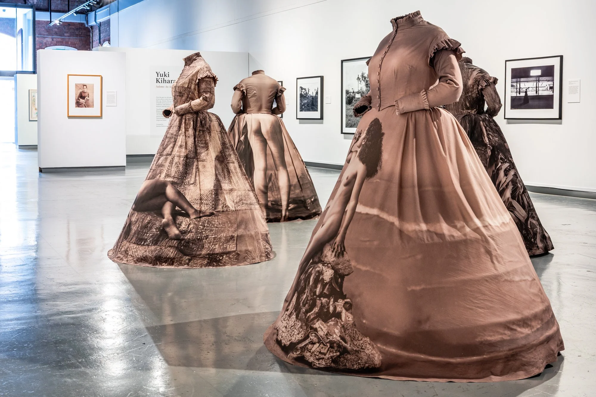  Exhibition installation of 'Dresstories' (2026) by Yuki Kihara presented at the New Zealand Portrait Gallery, 2026. Photo by&nbsp;Catherine Adam. Courtesy of Yuki Kihara,&nbsp;New Zealand Portrait Gallery and Milford Galleries, Aotearoa New Zealand.