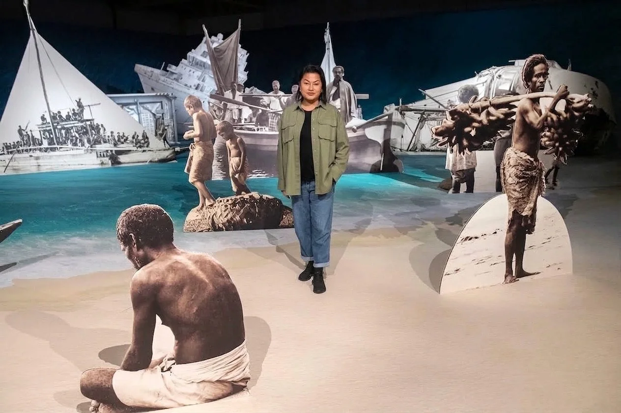  ‘Shipwrecks of Empire' (2026) site-specific installation by Yuki Kihara.&nbsp;Printed vinyl on cardboard presented as theater flats. Dimensions variable. Coutesy of Yuki Kihara and BredaPhoto Festival, The Netherlands. Photo by&nbsp;Ron Magielse. 