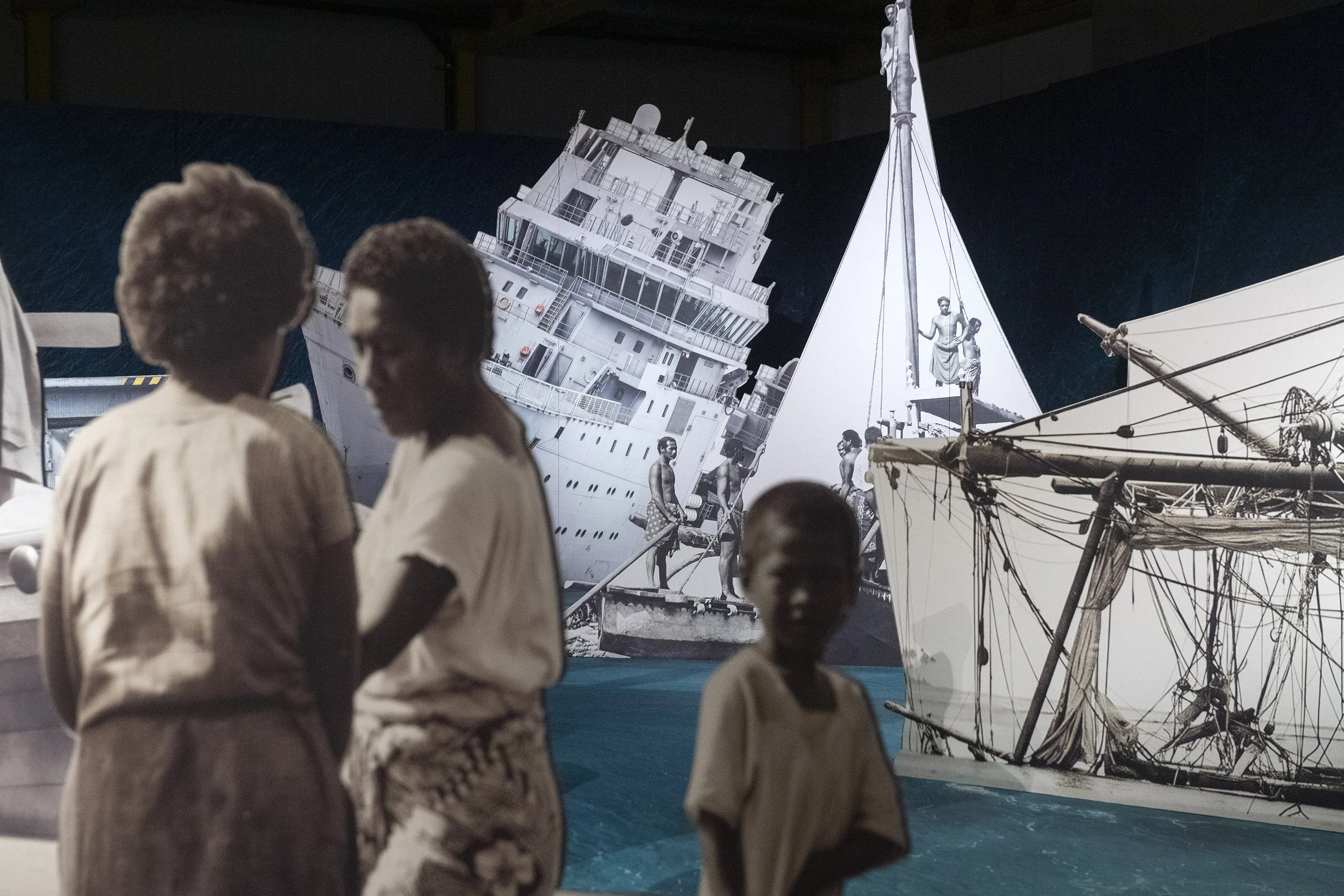  ‘Shipwrecks of Empire' (2026) site-specific installation by Yuki Kihara.&nbsp;Printed vinyl on cardboard presented as theater flats. Dimensions variable. Coutesy of Yuki Kihara and BredaPhoto Festival, The Netherlands. Photo by&nbsp;Ron Magielse. 