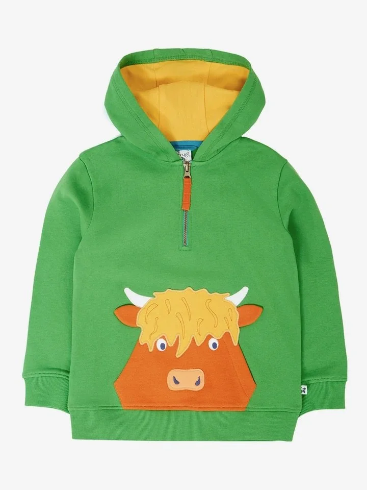 Hadley Half Zip Hoodie – Palm/Highland Cow