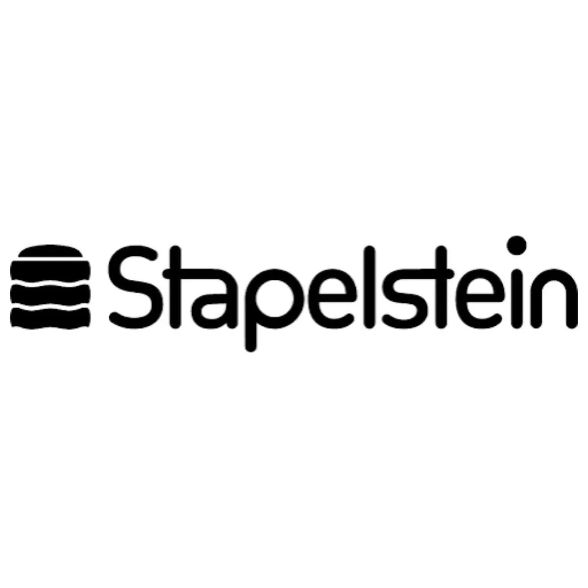 Black and white logo with three stacked horizontal lines resembling a burger or sandwich, followed by the word 'Stapelstein' in modern font.