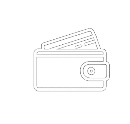 Outline drawing of a wallet with cards inside.