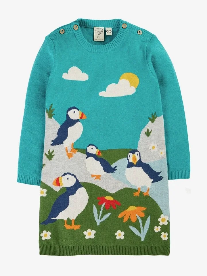 Kiera Knitted Dress – Boat Blue/Puffins