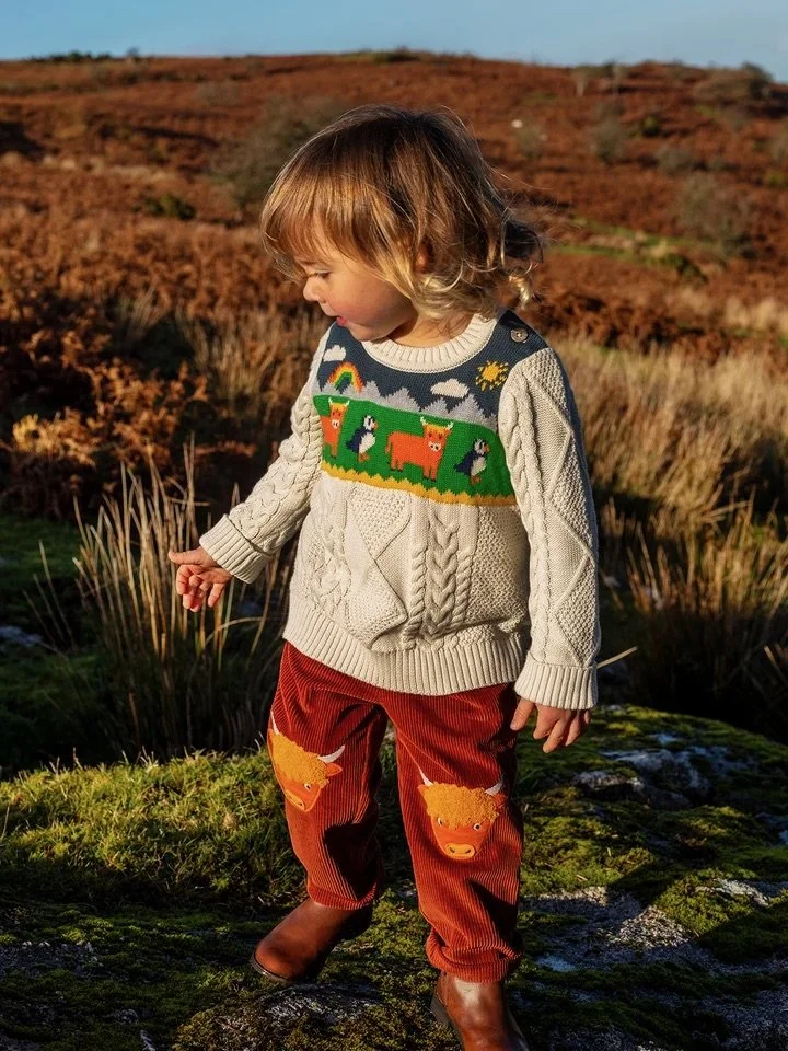 Arlo Cord Trousers – Rust/Highland Cow