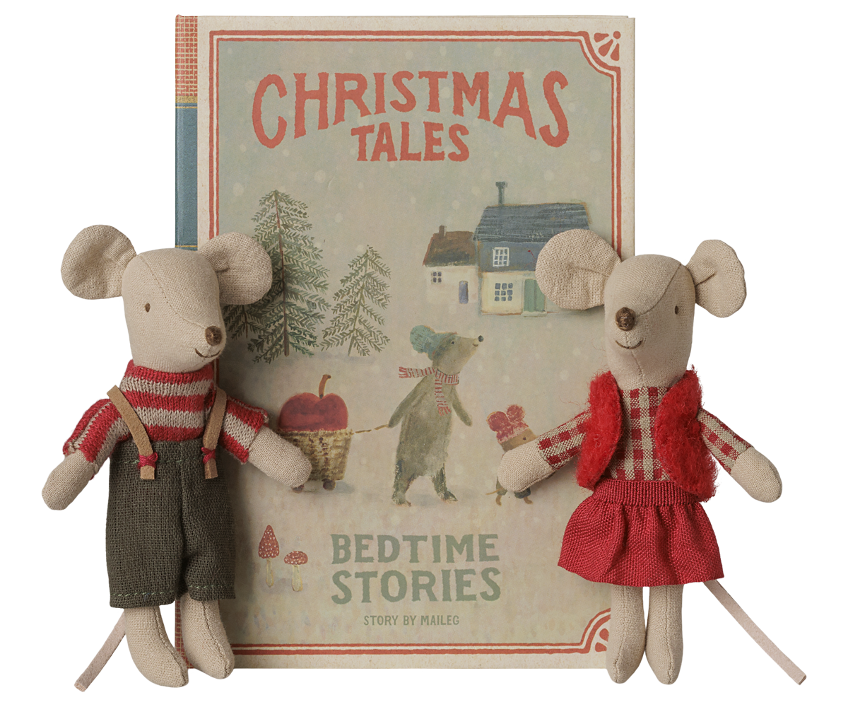 Maileg Christmas Twin Mice – Little Sister & Brother in Book