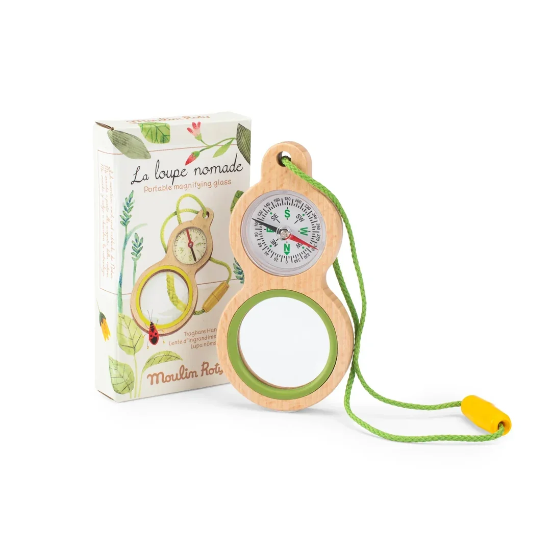 Moulin Roty Portable Magnifying Glass & Compass –  La Loupe Nomade