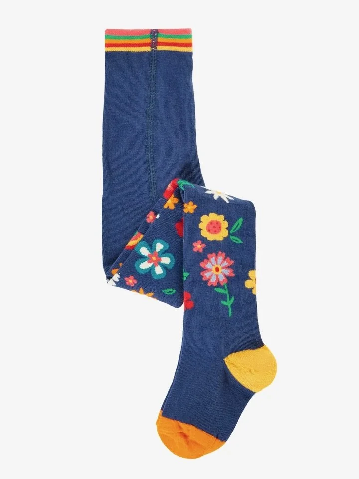 Norah Tights – Navy Blue/Flowers