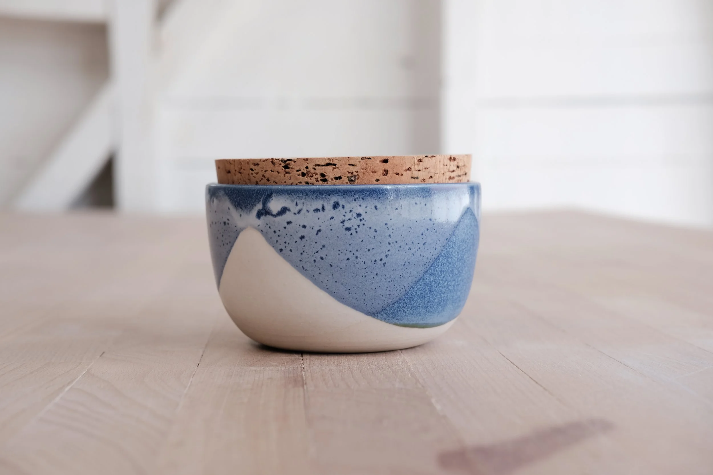 Seasons - sky salt cellar with natural cork lid - porcelain