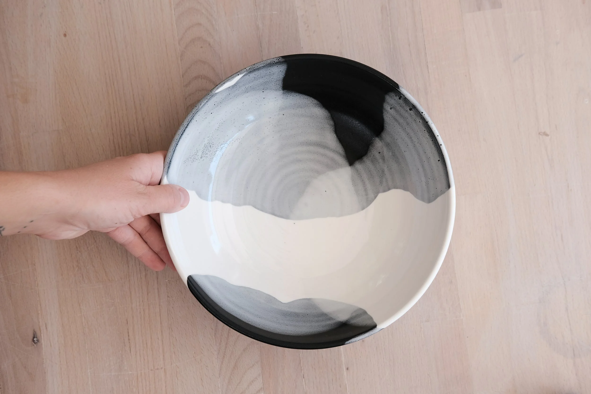 Seasons - snow fruit bowl - low bowl - handmade, porcelain