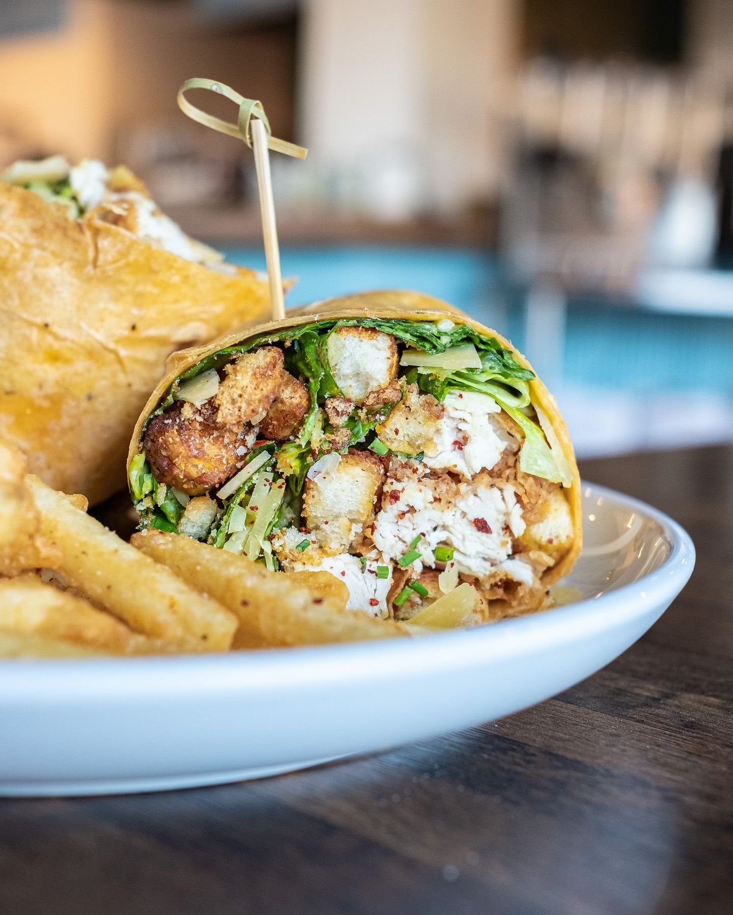 Lunch plans on 🔒😎. Come try our limited time special, the Avocado Cesar Chicken Wrap! Including fresh chopped Romain lettuce, parmesan, fried capers, croutons, and housemade avocado Cesar dressing, wrapped up in a tortilla and served with a side of