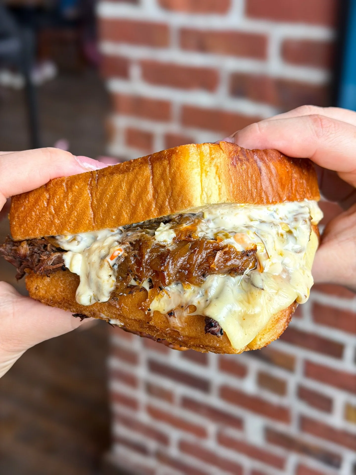 The Espresso-Braised Beef Melt is still available at our Dundee location!

Espresso-braised shredded beef with caramelized onions, cherry pepper aioli, pepperjack cheese, and arugula on toasted Texas toast. Warm, savory, and built for a winter weeken